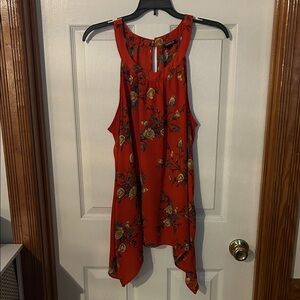 Torrid Red Floral Sleeveless Blouse